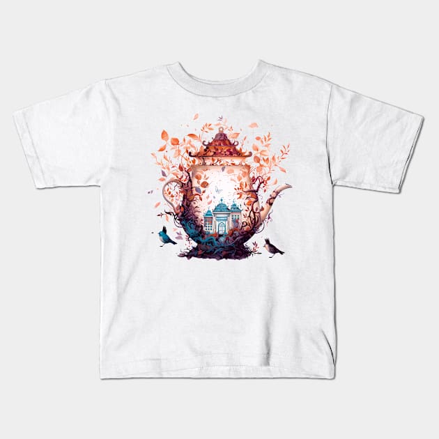 Whimsical Teapot Home: A Haven in the Trees Kids T-Shirt by kawaiimono